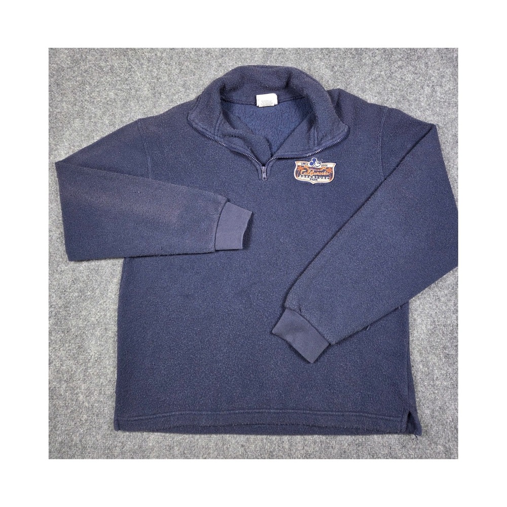 Vintage Y2K Disney California Adventure Fleece Pullover Large Navy Blue 2001 USA